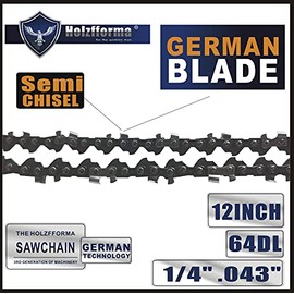 Holzfforma 12inch 1/4'' .043'' 64DL Semi Chisel Chainsaw Saw Chain Replaces # 3670 005 0064 (71PM3 64)