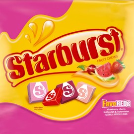 Strburst Favereds Fruit Chews 2 Pounds of Approx 180 Individually Wrapped Chewy Candy Pieces - Bulk Candy Fruit Snacks Strawberry, Cherry, Fruit Punch & Watermelon Flavors, Sweet Candy Snacks For Kids & Adults, Perfect for Candy Buffet and Holiday Treats