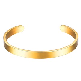 U7 Simple Bracelets for Men Women 18K Gold Plated 6mm Wide Band Solid Bangle Cuff Bracelets