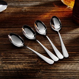 KEAWELL Premium Louise Spoons Set, Set of 4, 18/10 Stainless Steel, Exceptional mirror finish, Dishwasher Safe (6.4" Teaspoon)
