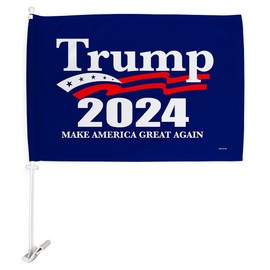 Trump 2024 Flag 2 PCS Pack Car Flags Make America Great Again Bandera para Carros MAGA Vehicle Auto Decorations for Window Clip Decor Accessories Father Day for Him Made in USA