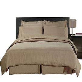 Royal Hotel Bedding Solid Taupe 600-Thread-Count 4pc King Bed Sheet Set and 3pc Duvet-Cover-Sets 100-Percent Cotton, Sateen Solid, Deep Pocket