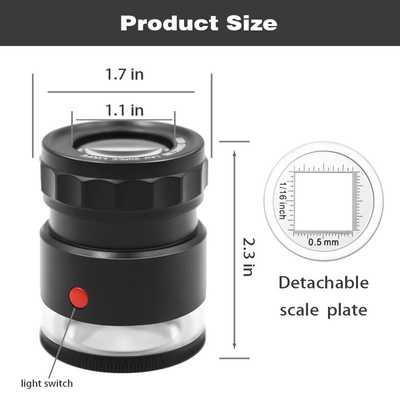 10x Loupe Magnifier Rechargeable Jewelers Loupe with UV and LED