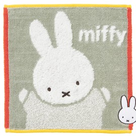 Nishikawa XT44708629 Miffy Mini Towel, 9.8 x 9.8 inches (25 x 25 cm), Washable, 100% Cotton, Hand Towel, Jacquard Weave and Soft Texture, Gray