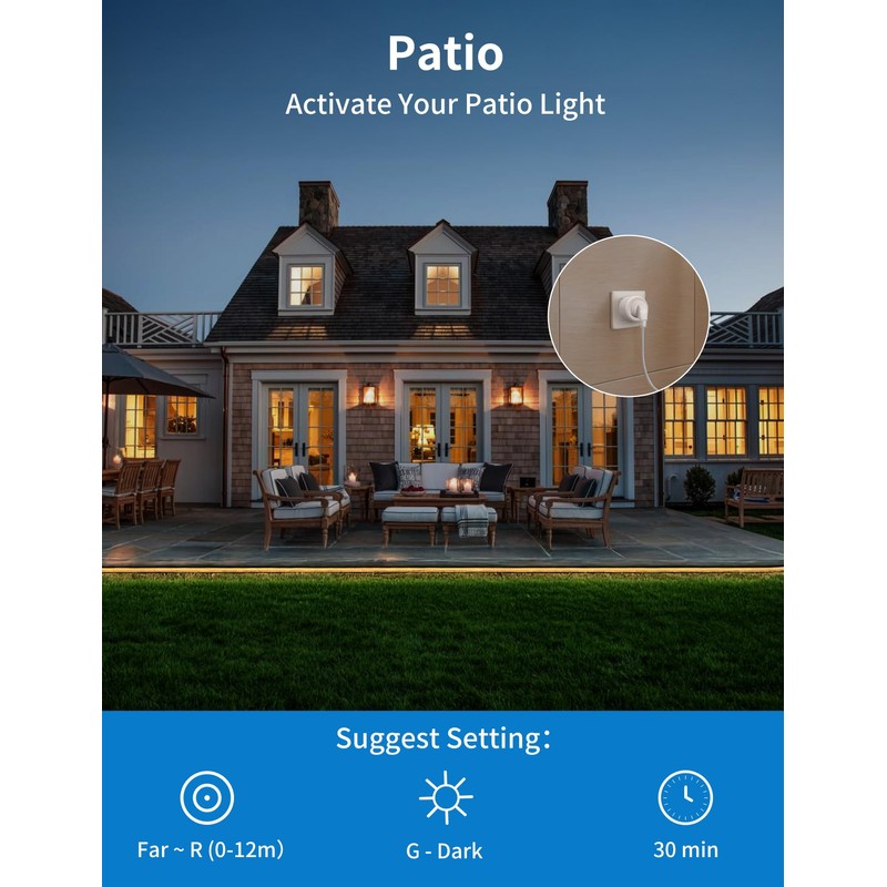 Wireless Motion Sensor Outlet with Timer, Plug-N-Play PIR Motion Activated
