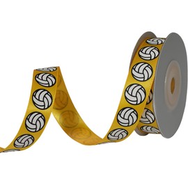 YKW - Cinta de voleibol, 3/8 pulgadas x 10 yardas, cinta de satén deportiva amarilla para hacer lazos y envolver regalos