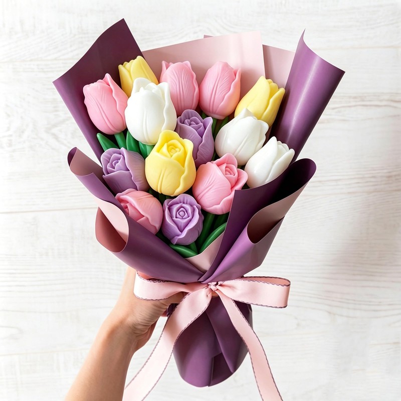 2 Pcs Tulip Candle Molds, 3D Flower Silicone Candle Molds,