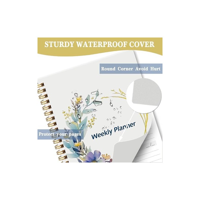 Undated Weekly Planner Notebook, A5 Planner Notebook Daily Diary,Weekly Goals