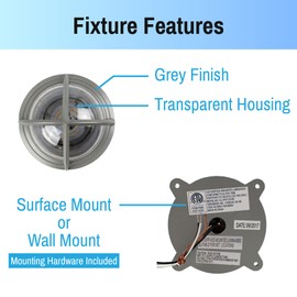 CLEANLIFE LED Vapor Tight Light Cage Jelly Jar, Transparent Lens – Integrated LED Industrial Light Fixture for Indoor and Outdoor Ceiling Light Fixture, Vapor Proof Security Cage Light, NSF Certified