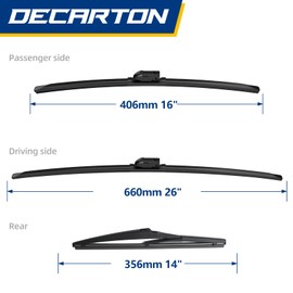 DECARTON 3 Wiper Blades for 2018-2022 Toyota CHR C-HR Replacement for all-season front and Rear Windshield Wiper Blades