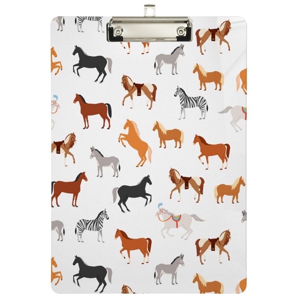 Peystean Stylish Wild Horses Floral Acrylic Clipboard with Sliver Low