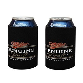 Miller Genuine Draft MGD 12oz Beer Can Cooler Holder Kaddy Coolie Huggie Set of 2