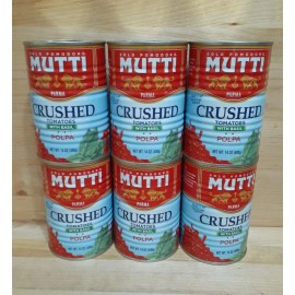 MUTTI 6 CANS:   Mutti Finely CRUSHED CHOPPED  Tomatoes with Basil 14oz vegan NON-GMO