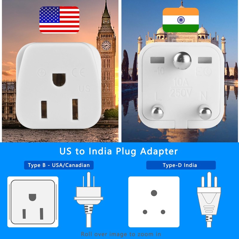US to India Plug Adapter,Type D Plug Adapter India Power