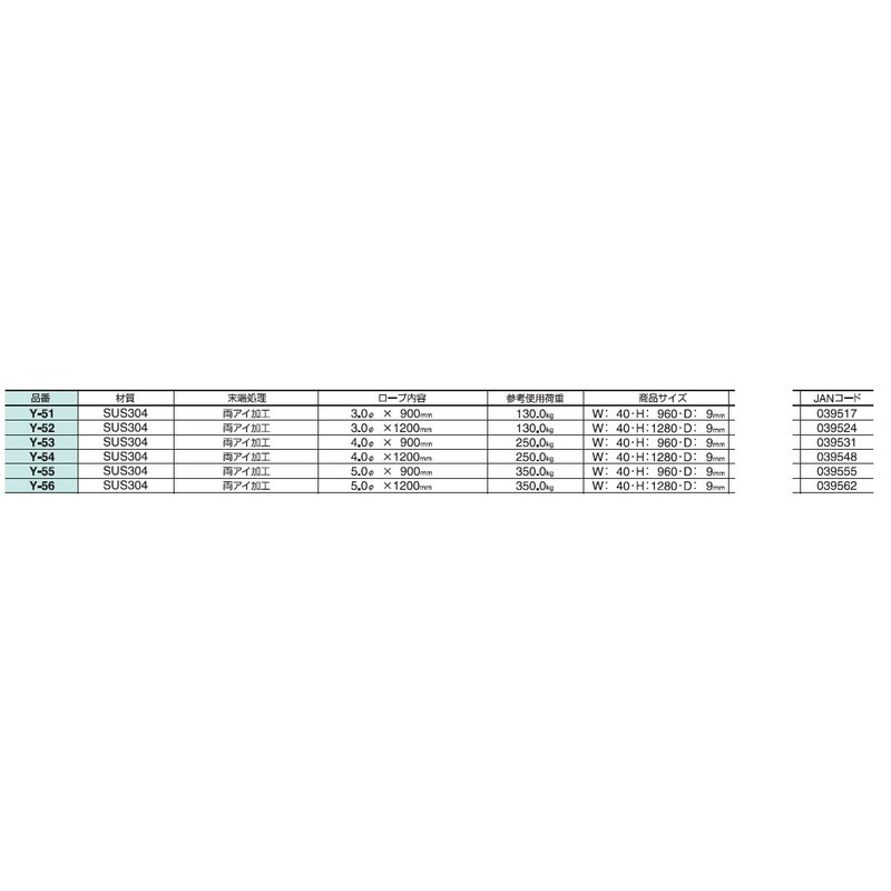 Nissa Chain Stainless Cut Wire Rope 3 x 1200 Y-52
