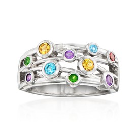 Ross-Simons 0.38 ct. t.w. Multi-Gemstone Ring in Sterling Silver. Size 7