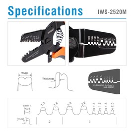 iCrimp IWS-2520M Mini Crimping Tools, Crimping Tool with Open Barrel Works, Crimping Pliers with 0.2-0.5mm² JAM, Molex, Tyco, JST Terminals and Connectors