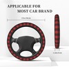 Red Buffalo Plaid Steering Wheel Cover for Men Women Auto