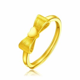 Gold Bow Ring for Women, Trendy Simple Gold Bow Rose Gold Open Rings Dainty Heart Adjustable Rhinestone Pearl Rings for Teen Girls Holiday Jewelry Gifts (Bow1)