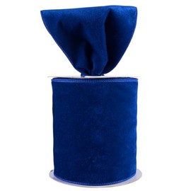 Velvet Wired Edge Ribbon, 4 Inch Width, Christmas Gift Wrapping Ribbon, Waterproof for Wreath DIY Crafts (Royal Blue, 10 Yards)