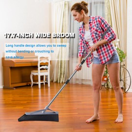Xifando 17.7inch Wide Large Broom for Sweeping Indoor or Outdoor, Whole Length 57inch Long Handle Heavy Duty Broom with Soft Bristle
