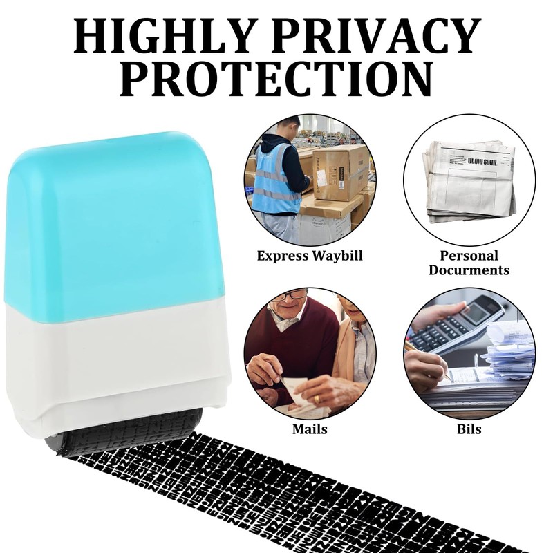 2 Address Blocker Stamp,Confidential Roller Stamp,Identity Theft Protection Roller Stamp,Can