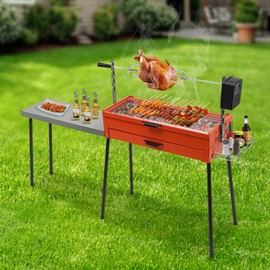 HAPPCUCOE Portable Charcoal Grill, Height Adjustable Portable Barbecue Grill, Camping Barbecue Grill with Detachable Table,for Parties, Camping