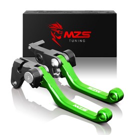 MZS Dirt Bike Clutch Brake Levers Pivot Adjustable CNC Green Compatible with KX250F 2013-2019 | KX450F 2013-2018 | KX250 2019-2020