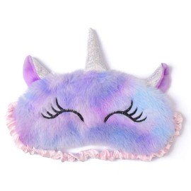 Sleeping Mask Children, Ultra Soft Sleeping Mask Children Girls 3D Cute Animals Sleeping Mask Children for Girls Boys Women Nap Travel (Purple, Unicorn)