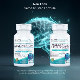 Kappa Nutrition Powered by Magbrain™ Magnesium L-Threonate Plant-Based, 420mg Elemental Magnesium (3 Capsules) from 2,253mg, 150 Vegan Capsules, Brain, Sleep & Muscle Support.
