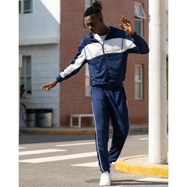 LBL Leading the Better Life Men's Tracksuits 2 Piece Outfit Jogging Suits Set Casual Long Sleeve Sports Sweatsuits Navy 2XL