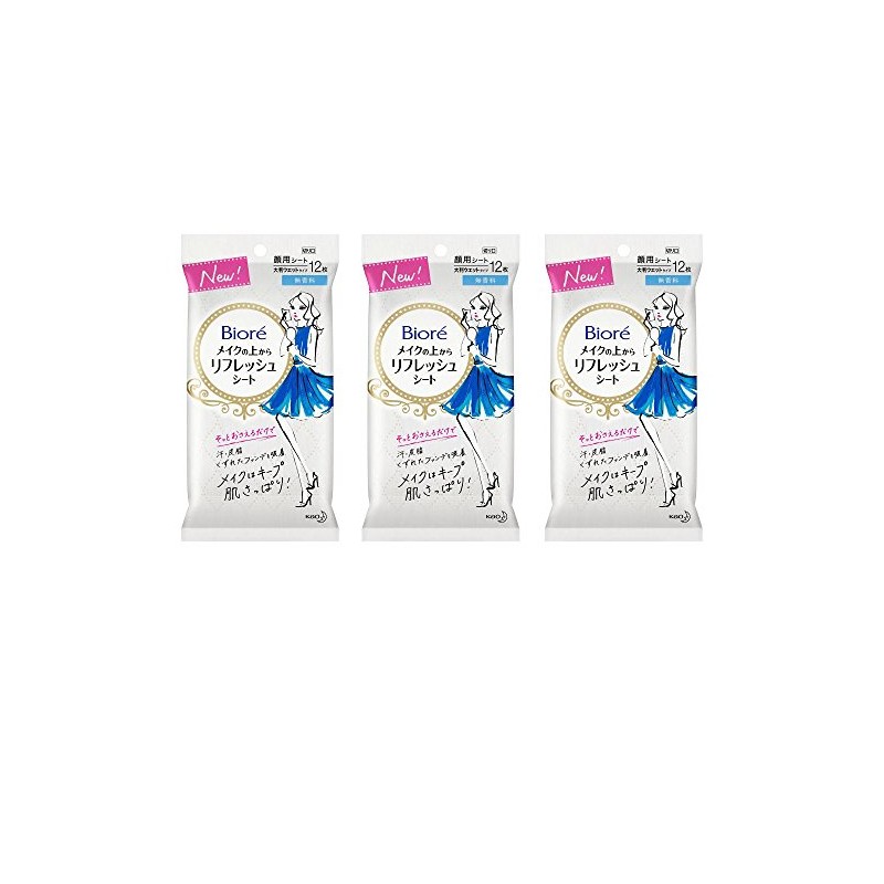 [Bulk Purchase] Biore Makeup Refresh Sheet, Unscented, Portable, 12 Sheets