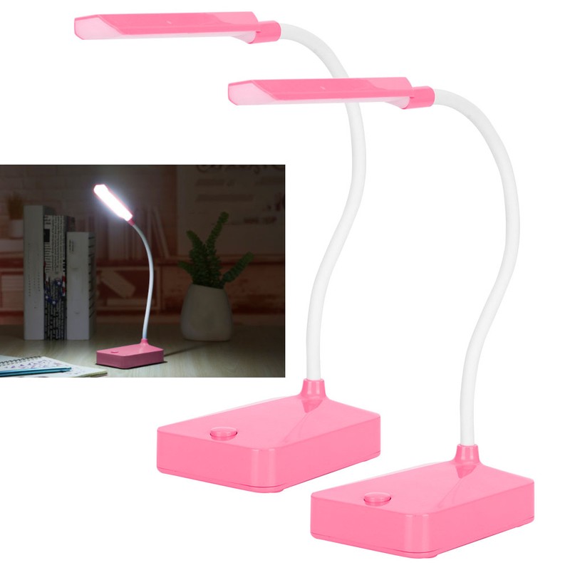 2 Sets LED Desk Lamp Pink Flexible Gooseneck Foldable Home