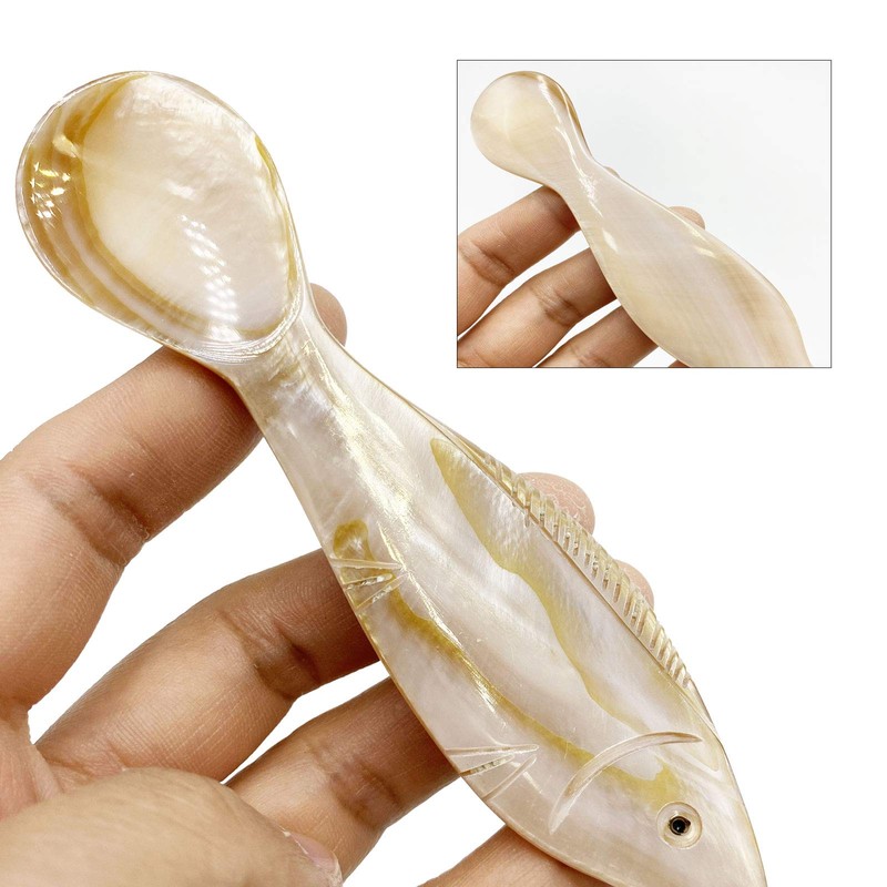 2 Pack 4.73inch Caviar Spoons Handcraft Mother of Pearl MOP
