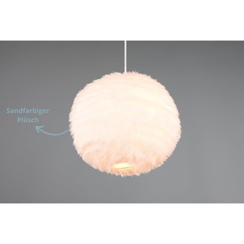 lightling Frieda Pendant Lamp with Plush Shade, Height Adjustable, Ceiling