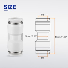 sourcing map 5pcs Push to Connect Fittings 1/2" OD x 1/2" OD Straight Pneumatic Connector Zinc Alloy Quick Connect Union Two-Way Fittings for Semi Truck Trailers Air Brake System, White