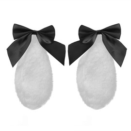 HappyHome Rabbit Ears, Ribbon, Hair Accessory, Hairpin, Rabbit Ears, Cosplay, Cute, Fluffy, Halloween, Fancy Dress Accessory (Black)