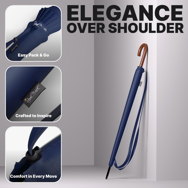 Royal Walk Large Umbrella for 2 Persons, Navy Blue, 54
