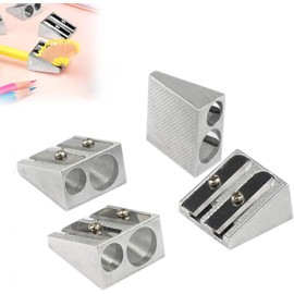 4 Pieces Magnesium Pencil Sharpener Survival Magnesium Pencil Sharpener Double Metal Double Hole Pencil Sharpener Multifunctional Magnesium Pencil Sharpener for School Outdoor