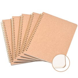 HOMIKLSA Notebook A5 blank, pack of 5 kraft cover notebook with 100 pages (50 sheets), notepad for office, school and travel (21 x 14 cm)