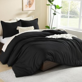 Litanika Oversized King Comforters Black Super King Size, 3 Pieces Lightweight Solid Bedding Comforter Set, All Season Fluffy Bed Set (120x120In Comforter & 2 Pillowcases)