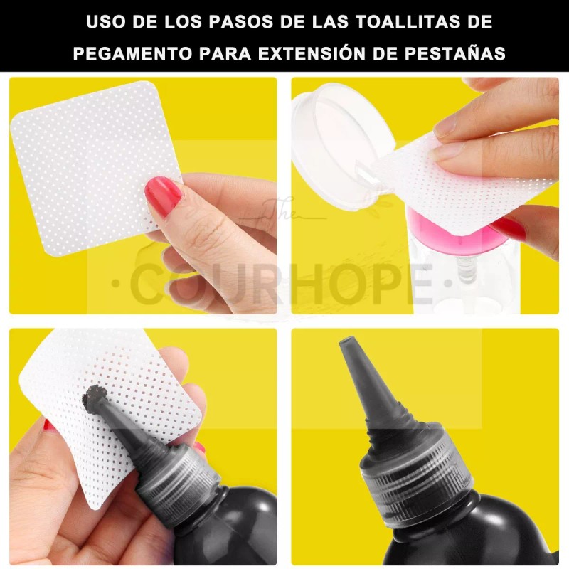 Courhope 1000 Toallitas Limpiadora Pegamento Extensiones Pestañas