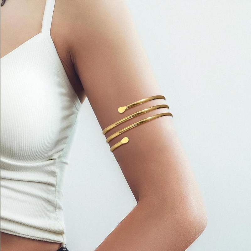 Gold Arm Cuff Jewelry for Women Minimalist Upper Arm Bracelet