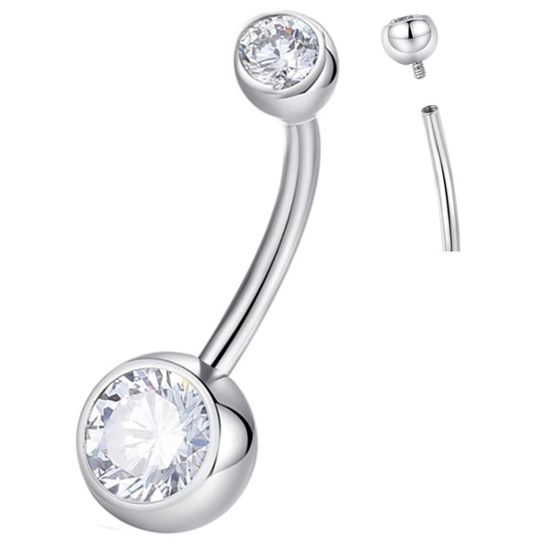 ORANGELOVE G23 Titanium Belly Button Ring CZ Round Cubic Zirconia