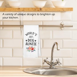 XBBMGG Dog Auntie Kitchen Towels, Aunt Mothers Day Birthday Gifts for Dog Lovers Owner Women Dish Hand Tea Towels, World's Best Dogs Auntie Decorative Towel for Bathroom Kitchen,16x24 Inch