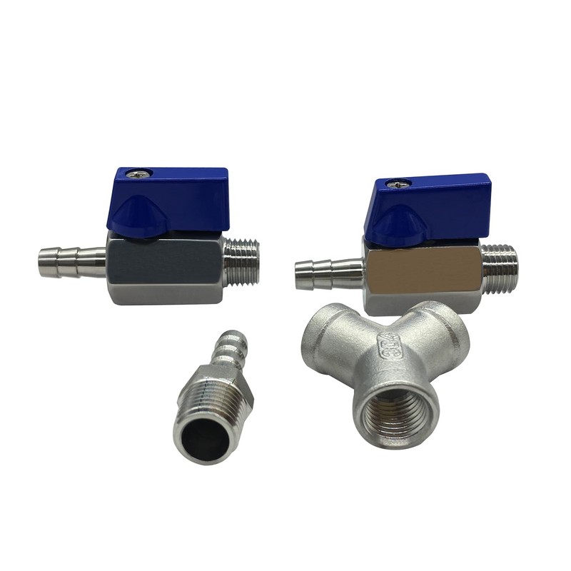 Beduan Stainless 3 Way Shut Off Ball Valve, 3/8" Hose