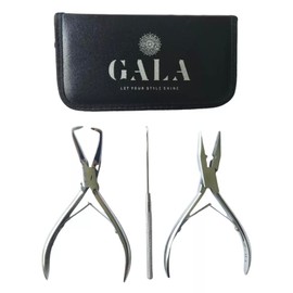 Kit Profesional para Extensiones de Cabello Gala | Pinzas, Anillas y Gancho | 3 Piezas | Estuche Elegante | Herramientas Resistentes para Aplicación con Grapa