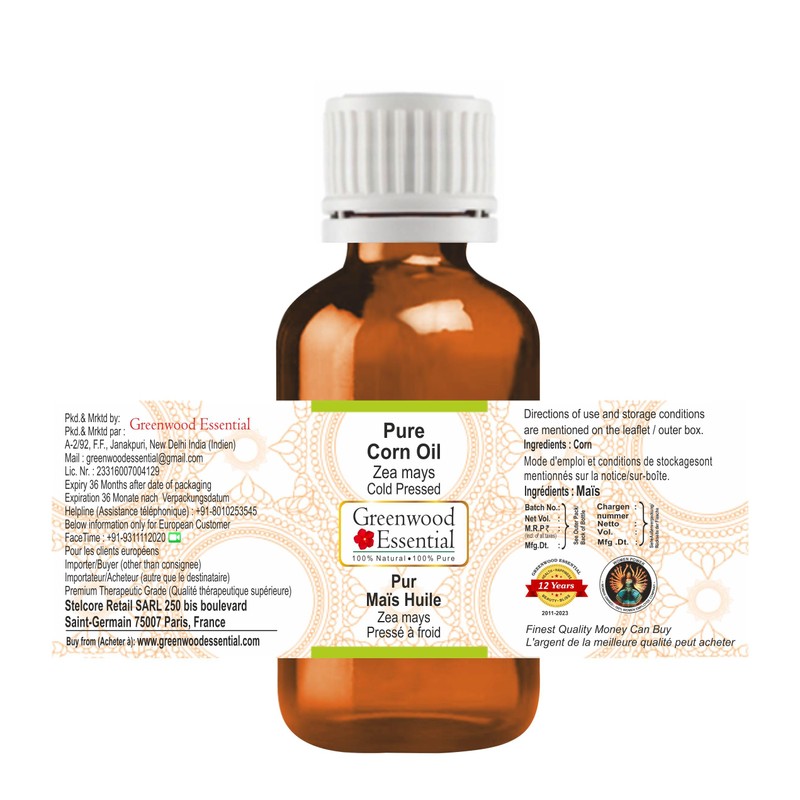 Greenwood Essential Pure Corn Oil (Zea Mays) Natural Therapeutic Quality