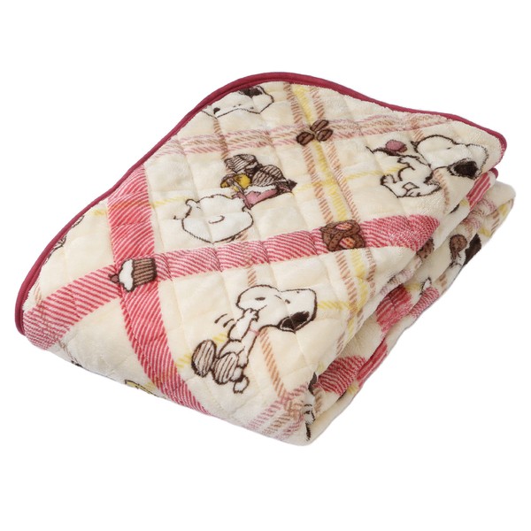 Nishikawa CM02402012 Snoopy Bed Pad, Single, Washable, Cafe Pattern, Checked, Red