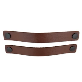 Brute Strength - Leather Handles for Furniture - Cognac - 2 pcs - 25 x 3 cm - Cabinet Handle, Door Handle for Kitchen, Bathroom, cabinets, Dresser, Wood